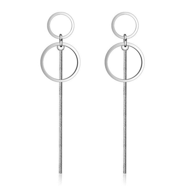 Circle Tassel Long Earrings